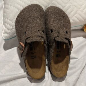 Birkenstock Brown Wool Clogs